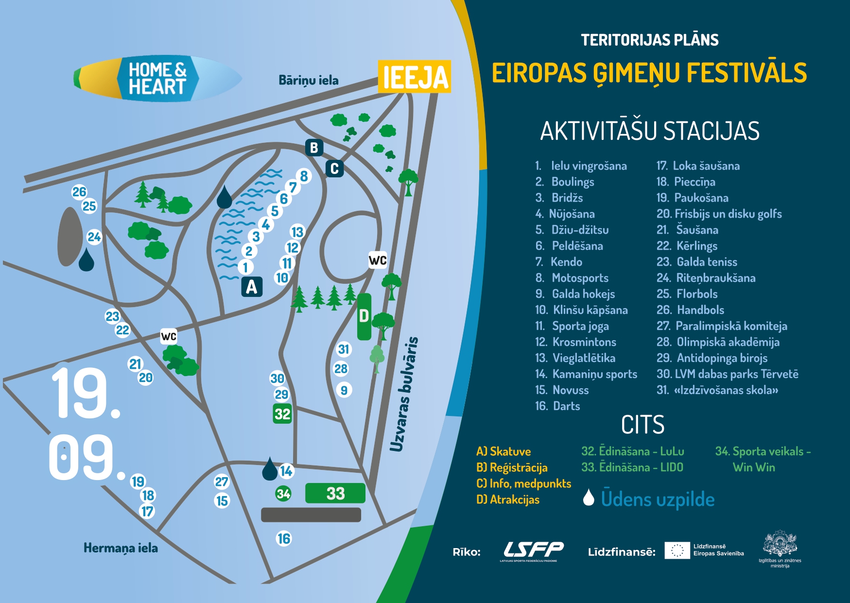 Eiropas Ģimeņu festivāla teritorijas plāns Uzvaras parkā